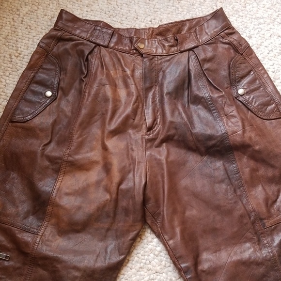 Avanti Brown Leather Pants - Picture 11 of 16